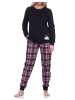 NORMANN Schlafanzug Bündchen Karohose - 75753 in schwarz