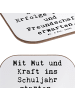 Mr. & Mrs. Panda Untersetzer Spruch Mutiger Schulanfang mit Spruch in Weiß