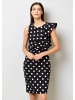 Alba Moda Gepunktetes Volantkleid in Midi-Länge in schwarz