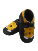 Bemesu Schwarze Baby-Leder-Laufschuhe, komfortabel mit rutschfester Sohle - Tigermotiv