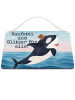 Mr. & Mrs. Panda Wandbild Holz Orca Zylinder Design mit Spruch in Weiß