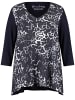 SAMOON T-Shirt 3/4 Arm Rundhals in Navy gemustert