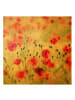 WALLART Leinwandbild Gold - Summer Poppies in Grün