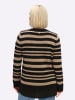 sheego Pullover in schwarz-beige-gestreift