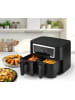 Gourmet Maxx Heißluft-Fritteuse Doppelkorb 2x 4l 2600W schwarz matt/Edelstahl Schwarz