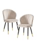 KADIMA DESIGN Esszimmerstuhl 2er Set Samt Küchenstuhl mit Metallbeinen, in Beige