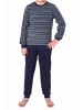 NORMANN langarm Frottee Schlafanzug Pyjama Bündchen Streifen - 77086 in blau