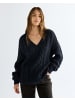 Wrangler Pullover V Neck Cable Knit in Dark Sapphire