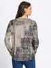 Sieh an! Langarm-Bluse in beige-dunkelblau-bedruckt