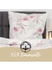Traumschloss Premium Flanell Bettwäsche - rosa Blumen auf hellem Hintergrund in silberfarben