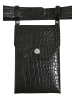 Urban Classics Urban Classics Unisex Croco Synthetic Leather Belt With Pouch in black/silver