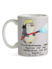Mr. & Mrs. Panda Tasse Feuerwehrmann Held mit Spruch in Grau Pastell