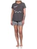NORMANN Shorty Pyjama Schlafanzug Katzen    - 73919 in dunkelgrau