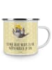 Mr. & Mrs. Panda Camping Emaille Tasse Rabe Sombrero mit Spruch in Gelb Pastell
