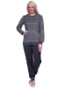 NORMANN Frottee Pyjama langarm Schlafanzug Bündchen Streifen - 75922 in dunkelgrau