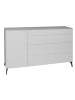 58 aufm Kessel KOMMODE Elfi 169x42x104 Hochglanz Kreidegrau/Glas Kreidegrau