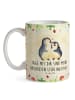 Mr. & Mrs. Panda Kaffeetasse Pinguin umarmen mit Spruch in Naturpapier
