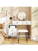 COSTWAY Schminktisch Set mit Hocker und Beleuchtung in Weiß