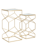 Mauro Ferretti Set aus 2 Couchtischen aus goldfarbenem Metall und Glas, 50x50x100-40x40x80 cm