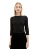 Tom Tailor 3/4 Langarm Shirt Basic Rundhals Pullover in Schwarz
