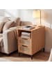 COSTWAY Nachttisch mit Ladestation 60 × 35 × 61 cm in Hellbraun