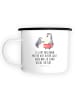 Mr. & Mrs. Panda XL Emaille Tasse Pinguin mit Kind mit Spruch in Weiß
