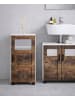 VCM  Holz Badschrank Midischrank Nilari 70 x 38 x 28 cm in Weiß / Vintage-Eiche