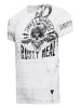 Rusty Neal Herren Vintage Oil Wash T-Shirt mit Skull Print & Raw Edge Rundhals in Weiß