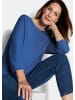 GOLDNER Strickpullover Eleganter Baumwollpullover, Halbarm in royalblau
