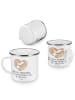 Mr. & Mrs. Panda Camping Emaille Tasse 2. Hochzeitstag Baumwollh... in Weiß
