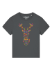 wat? Apparel T-Shirt Floral Deer in Grau