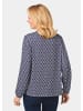 GOLDNER Kurzgröße:  Jerseybluse Elegantes Blusenshirt mit V-Ausschnitt in marine / weiß