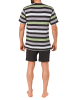 NORMANN Shorty Pyjama kurzarm Schlafanzug Streifen - 46260 in grau