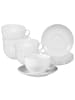 Seltmann Weiden 6er Set Milchkaffeetassen mit Untertassen Rondo/Liane 0,35 l weiß in weiß