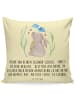 Mr. & Mrs. Panda Kissen Hase Blume mit Spruch in Gelb Pastell
