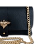 Florence Florence Schultertasche, Clutch Leder dunkelblau ca. 23cm