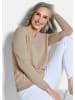 GOLDNER Baumwollpullover mit V-Ausschnitt in beige