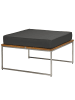 home24 home24 Loungehocker - Webstoff / Teak massiv / Edelstahl - Anthrazit - 70 x 43 x 70 cm in Anthrazit