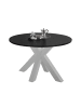 58 aufm Kessel ESSTISCH Rund ausziehbar Edda 10 130x130x78 Küchentisch Weiß/Schwarz