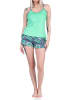 NORMANN Ärmellose Spaghetti Träger Shorty Pyjama floralem print - 72958 in grün