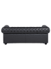 Beliani 3-Sitzer Sofa CHESTERFIELD in Schwarz/Braun - (W) 196 x (H) 70 x (L) 75 cm