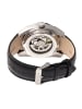 Heritor Daniels Halbskelett-Uhr mit Lederarmband in Silver/Black