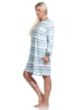 NORMANN Nachthemd langarm Bündchen Blockstreifen - 76134 in türkis
