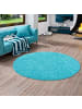 Pergamon Hochflor Langflor Teppich Aloha Rund in Aqua