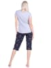 NORMANN kurzarm Capri Schlafanzug Pyjama Schmetterling - 72655 in Grau