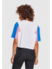 Urban Classics Cropped T-Shirts in wht/brightblue/coolpink