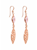 Gemshine Ohrringe Rosenquarze und Blätter Naturschmuck in rose gold coloured