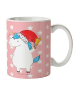 Mr. & Mrs. Panda Kaffeetasse Einhorn Weihnachtsmann ohne Spruch in Rot Pastell