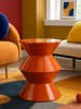 Mauro Ferretti Glänzender orangefarbener Couchtisch aus Metall, Ø 37,5 x 45 cm
