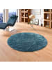 Pergamon Hochflor Langflor Shaggy Teppich Luxury Rund in Ocean Blau